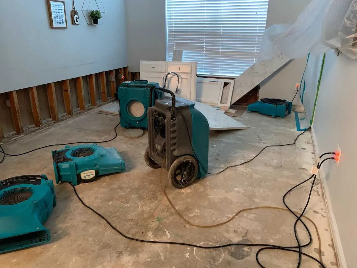 Dehumidifier in flood-cut room for Water Damage Restoration in Lorton